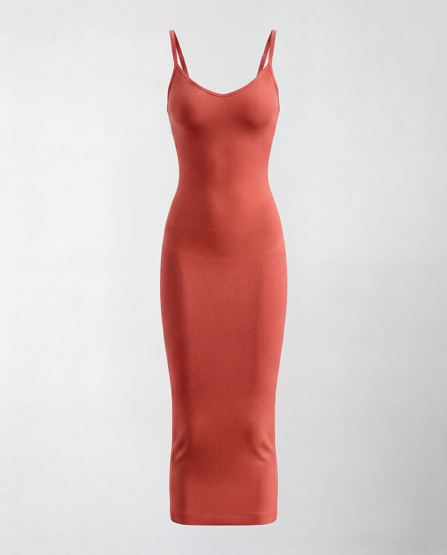 Noemí | Vestido midi moldeador sin costuras con escote en V