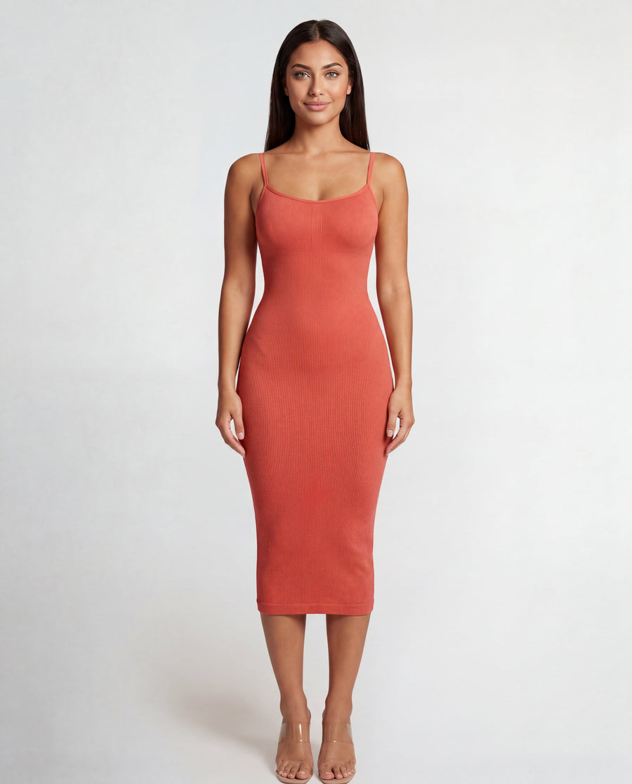 Noemí | Vestido midi moldeador sin costuras con escote en V