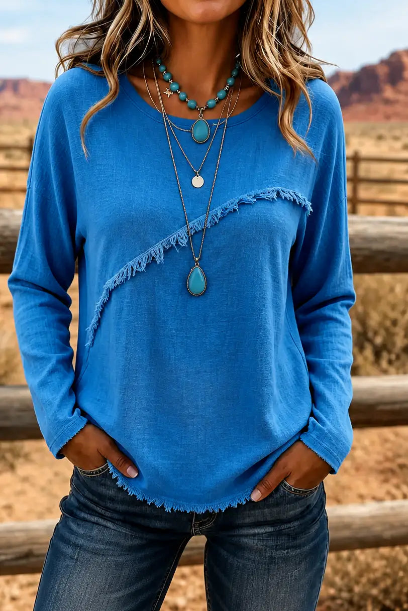 Frida | Jersey de cuello redondo con flecos