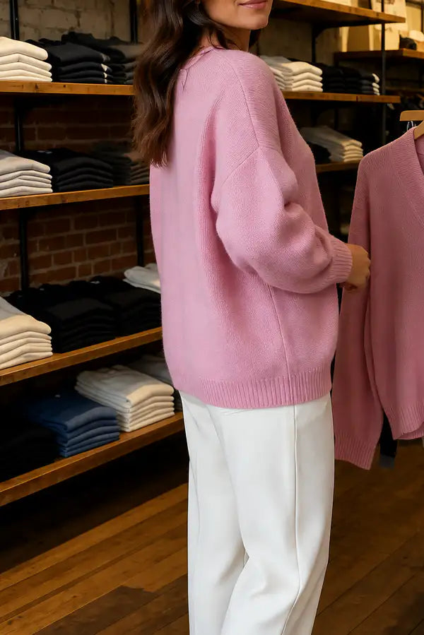 Naia | Jersey de canalé con cuello de pico