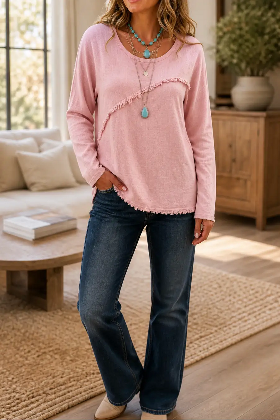 Frida | Jersey de cuello redondo con flecos